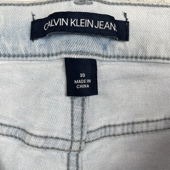 Calvin Klein High Rise Straight denim jeans bleached tie dye raw hem distressed - Picture 8 of 12